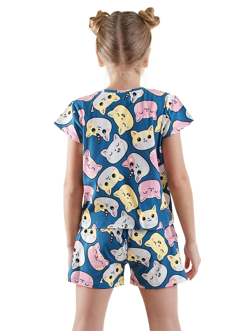 Denokids Cute Kitties Girl T-shirt&Shorts Set